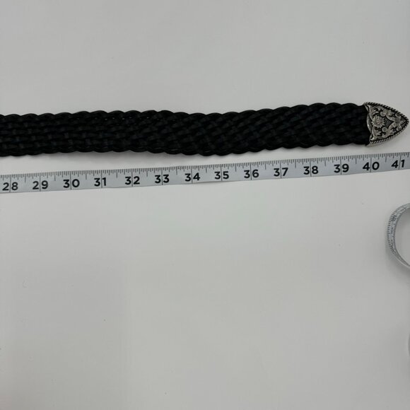 Omega Woven Leather Belt With Ornate Silver Buckle Size Large - Picture 11 of 11